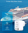Works Like A Charm Type E F Plug Adapter For US To Europe Travel with dual AC outlets and USB ports for cruise use.
