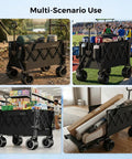 Heavy Duty Collapsible Wagon Cart 550 Lbs Capacity With Drop Down Tailgate Dual Handles Big Wheels Foldable Utility Cart in multi-use scenarios.