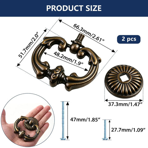 Vintage Antique Drawer Pulls and Knobs Set in Oil Rubbed Bronze With Classic Ring Handles for Cabinets and Closets