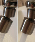 Total Game Changer Brushed Nickel Faucet Extender With 360 Degree Swivel And Dual Flow Spray Nozzle, showing dual flow output.