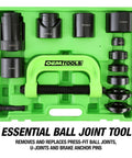 21 Piece Ball Joint Press Kit With Puller And U Joint Adapters For Upper And Lower Ball Joints Brake Pins And More Pro Grade Automotive Tool Set For 2 Wheel Drive And Four Wheel Drive Vehicles