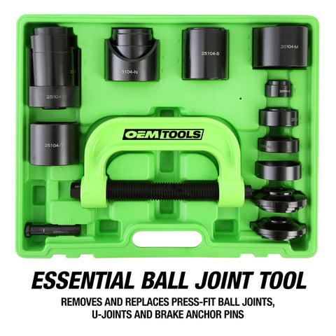 21 Piece Ball Joint Press Kit With Puller And U Joint Adapters For Upper And Lower Ball Joints Brake Pins And More Pro Grade Automotive Tool Set For 2 Wheel Drive And Four Wheel Drive Vehicles