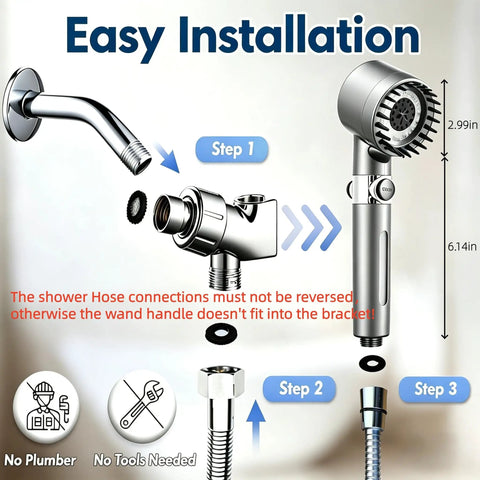 High Pressure Filtered Shower Head With Handheld And 4 Replacement Filters For Hard Water 18 Layer Filtration Delivers Strong Jets installation guide
