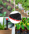 80 Pack Drip Irrigation Emitters With Adjustable 360 Degree Water Flow For One Quarter Inch Tubing Sprayer On 5.5 Inch Arrow Stake For Garden System Red And Black Eight Hole Nozzle Easy Install