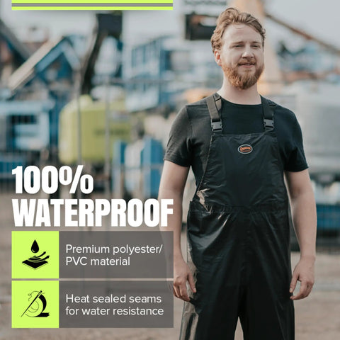 High Visibility Lightweight Waterproof Safety Rain Suit Featuring Reflective Work Jacket And Heavy Duty Bib Pants, 100% waterproof polyester