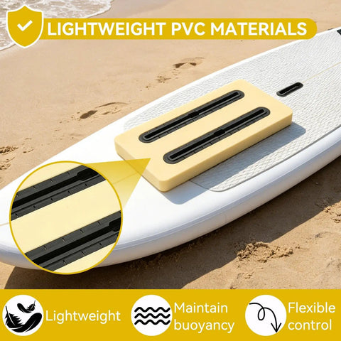 Lightweight Surf Foil Gear Box with Stable Mount Track on surfboard in sand