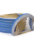 Shineboc 40-piece zirconia sanding belts, 1/2 x 18 in, 40–400 grit, blue abrasive surface coiled