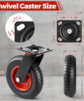 8 Inch Heavy Duty Solid Rubber All Terrain Caster Wheels Set Of 4 With 2200 Lb Capacity Industrial Plate Casters size diagram