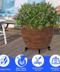 Expandable Heavy Duty Plant Caddy Wheel Base 21 To 30 Inch Rolling Dolly Stand Built Tough Steel Frame with tall plant pot.