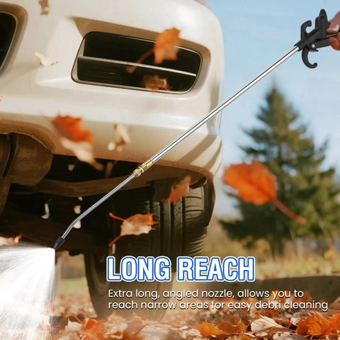 Beefy Workhorse heavy duty high pressure air blow gun with 27 to 42 inch extendable wand cleaning car leaves