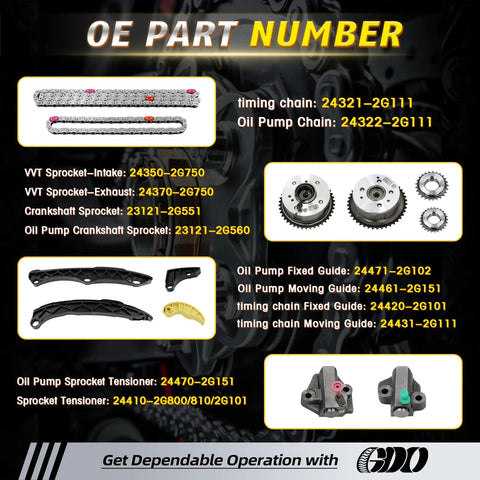 2.4 Timing Chain Kit With VVT Sprocket For Hyundai Sonata 2.4L 2010 2014 And Kia Optima Sportage Sorento 2.4L 2011 2014 Parts Image