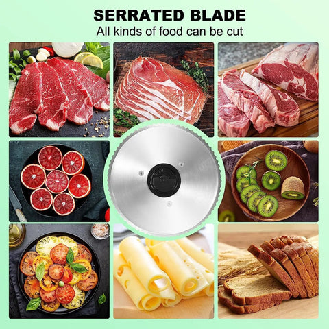 No Sweat Heavy Duty Electric Meat Slicer With Razor Sharp Six Point Seven Inch Stainless Steel Blade And Quick Thickness Adjustments For Juicy Deli Meats Cheeses And Fresh Produce At Home
