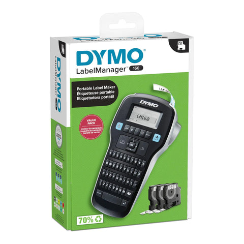 Slick Portable Label Maker Bundle Comes With Three D1 Tape Cassettes And Snappy Qwerty Typing Keys for easy organization.