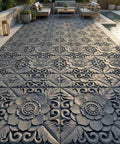 2-Pack DIY Antique Lotus Design Concrete Paver Molds For Garden Path Stepping Stones And Patio Walkway installed view