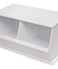 Two Bin Stackable Toy Storage Cubby Organizer For Kids Playroom A Solid Wood Panel Modular System That Grows With Your Needs And Keeps Toys Books And Craft Supplies Neatly In White And Totally Kid Friendly