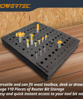 Badass Router Bit Storage Inserts Housing Fifty Half Inch And Sixty Quarter Inch Holder Slots With Thick Foam, 110 piece organizer.