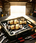 Premium Garden Hose Repair Kit With 3 Male And Female Brass Connectors Plus Stainless Steel Clamps And Gaskets For 5/8 Inch US Thread Hoses Fix Leaks Fast And Keep Your Seasonal Watering Game Strong, brass parts in tool case