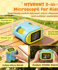 Portable Kids Microscope With 1000X Magnification And 2 Inch HD Screen 4K Ultra Clear View Learn Science At Home Easy To Use For Beginners Perfect Gift For Curious Young Minds And Home Lab Projects, blue and yellow