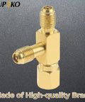 Aupoko brass quick-coupler access tee with 1/4 in ports and swivel connector for vacuum gauge manifolds