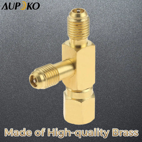 Aupoko brass quick-coupler access tee with 1/4 in ports and swivel connector for vacuum gauge manifolds