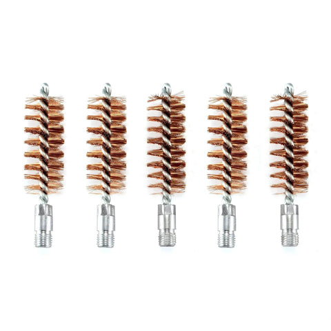 Five Pack Phosphor Bronze Bore Brushes For Pistols And Shotguns With Fifty Patches Multi Caliber Cleaning Kit