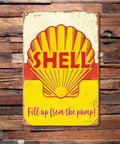 Badass Vintage Metal Tin Signs Retro Garage Wall Decor For Guys classic Shell logo wall art sign, 8x12 inch tin for gas stations.