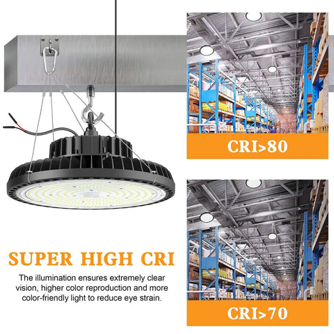 UFO LED High Bay Light 240W Ultra Bright Heavy Duty Shop Lighting With 33600 Lumens At 5000K 1-10V Dimmable