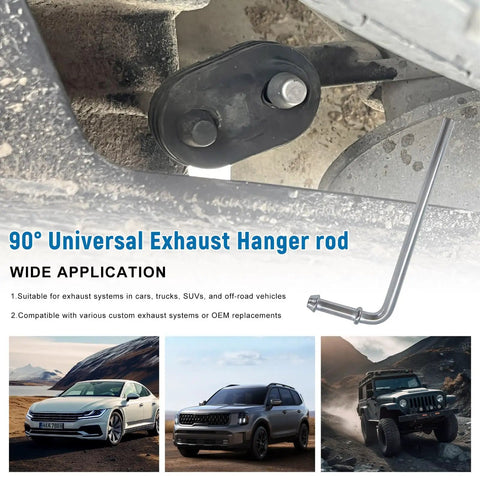 Heavy Duty Double Ribbed 90 Degree Bend Exhaust Hanger Rod Kit For Weld In Place Universal Muffler Bracket Support Rods Fit Wide Range Of Car Pipes And Rides on undercar exhaust bracket