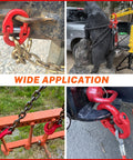 Half Inch Clevis Slip Hook And Chain Connector Link Set G80 Rated showing multiple heavy-duty towing applications with 11,600 lb WLL.