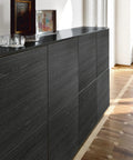 Black Peel And Stick Wallpaper Roll For Modern Interior Walls And Kitchen Cabinets with a matte finish on furniture.