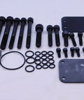 Top Shelf Cnc Lathe Turret Tool Block Holder Replacement Kit With Assorted Industrial Shop Hardware and Heavy Duty Spare Parts for Badass Machining Upgrades and Reliable Performance, showing bolts, pins, clamps, and O-rings.