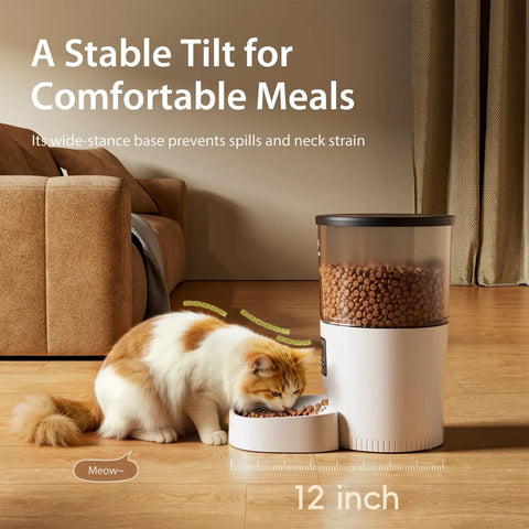 Imipaw Automatic Cat Feeder With Timed Dry Food Dispenser And Desiccant Bag Dual Power Supply Programmable Portion Size Up To 6 Meals Per Day With 20 Portions Daily Perfect For Cats And Small Dogs In White