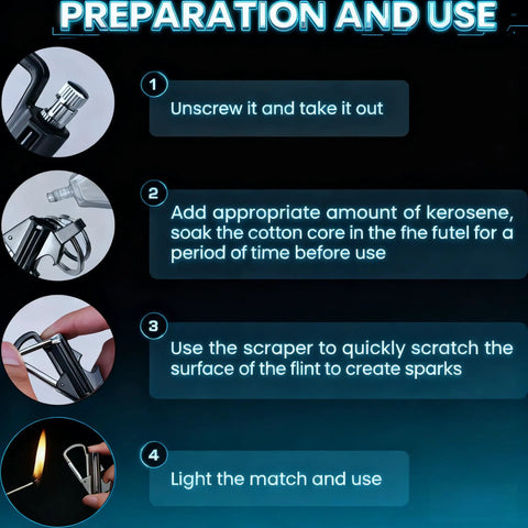 Infinity Lighter 3 In 1 Multitool Keychain Bottle Opener Waterproof Reusable Matchstick preparation and use guide