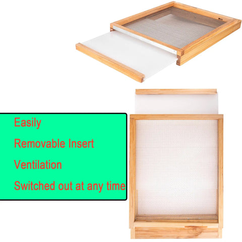 Screened Bottom Board For Beehives, 10 Frame With Entrance Reducer, removable insert for ventilation, solid wood construction