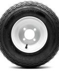 Sick Glossy White Steel Golf Cart Wheels And Durable Turf Replacement Tires Set Of Four With Snap Fit 4X4 Bolt Pattern, 18x8.5
