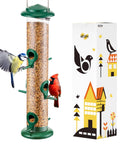 Six Port Metal Bird Feeder With Heavy Duty All Metal Construction 15 Inch Hanging Seed Feeder For Mixed Seed Blends And Sunflower Hearts Green Finish Gift Box Included with birds feeding
