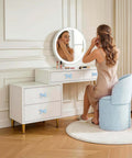 Blue Bow Dresser Knobs 4 Pack Small Decorative Cabinet Drawer Pull Handles For Girls Bedroom And Nursery Decor displayed on white vanity