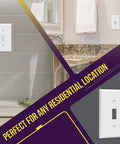 Toggle Light Switch Wall Plate 1-Gang Gloss Finish White, Heavy Duty Unbreakable Polycarbonate Thermoplastic, installed view