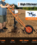 Man using Gas Powered Earth Auger With 11 Inch Bit For Fence Garden And Tree Planting No Sweat Two Stroke Post Hole Digger 3HP 2.2KW