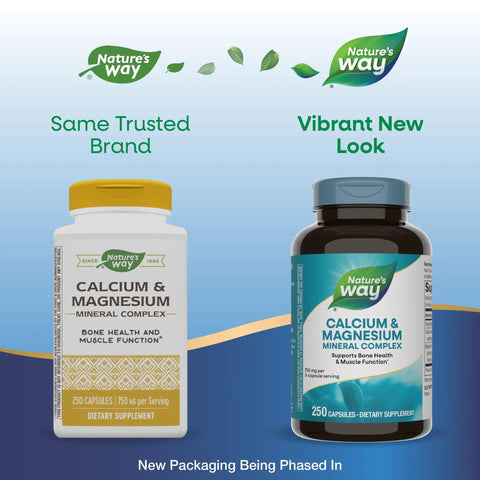 Calcium And Magnesium Mineral Complex For Strong Bones And Muscle Support, 750 Mg Per Three Capsule Serving, 250 Capsules