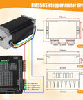 3 Axis Nema23 Stepper Motor Kit Beefed Up 425oz In Torque 3A 112mm Hybrid Motors DM556S Driver diagram with measurements.
