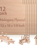 Solid Choice Mahogany Plywood Sheets 12 Pack 12 X 18 X One Eighth Inch Flat Unfinished Wood Boards for laser engraving beside wooden models.