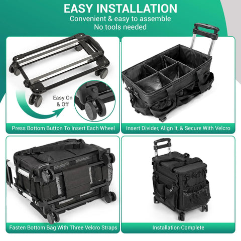 Heavy Duty Rolling Cleaning Caddy On Wheels With Detachable Trolley And Lid Portable Cleaning Cart showing assembly steps