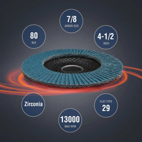 10 Pack 4 and a Half Inch T29 Zirconia Flap Discs For Angle Grinder Arbor Size Seven Eighths Inch 40 Grit Set Pro Grade