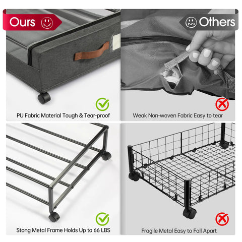 Heavy Duty Under Bed Storage With Wheels Two Pack Smooth Rolling Drawers Keeps The Mess Out Of Sight Saves Serious Floor Space Handles Up To Sixty Six Pounds No Sweat At All