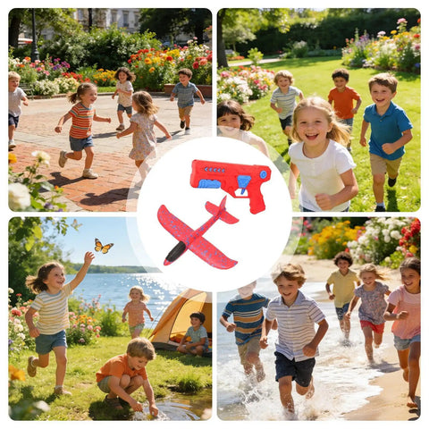 Hand Launched Foam Airplane Toy For Backyard Fun Easy Throw Glider With Safe Soft Foam Aerodynamic Body Delivers Long Distance Soaring Kid Friendly Outdoor Game For Park Beach Camping And Family Play