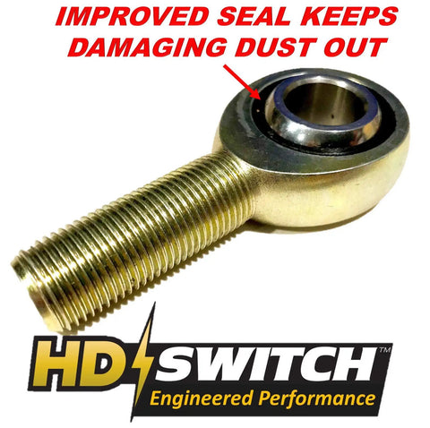 Two Pack Five Eighth Inch Heim End Rod End Ball Joint For SCAG 48763 Turf Tiger Wildcat Tiger Cub Exmark Toro 1-633029 Bobcat 2188142-01 Beefed Up Upgrade 4140 Steel Zinc Yellow Coating Rust Proof, threaded rod end shown