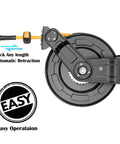 Retractable Air Hose Reel With Fifty-Foot Hybrid Polymer Hose, Heavy-Duty Steel Frame featuring auto rewind mechanism