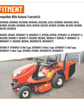 Image of a compact Kubota BX series tractor on pavement, showcasing compatibility with the Telescoping 3 Point Stabilizer Kit For BX Series Tractors Beefy Steel Adjustable Length And Angle Quick Hookup Reduces Sway And Spreading Easy Install For Models.