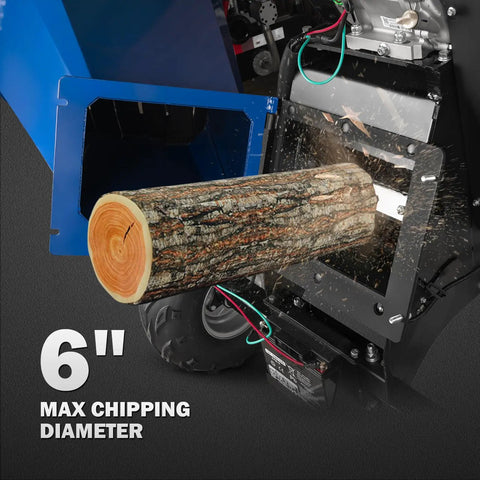 Towable 6 Inch Wood Chipper With Electric Start 15HP 420cc Gas Powered Engine chipping 6-inch log